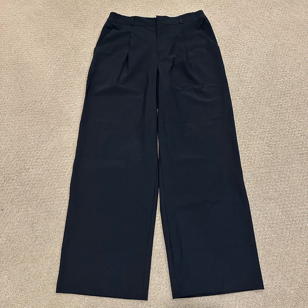 Wide-Leg High-Rise Black Dress Pants